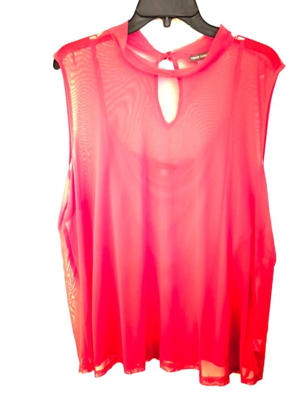Vince Camuto Red Sheer Mesh A-Line Sleeveless Top w/Matching Tank Size 3X NWT